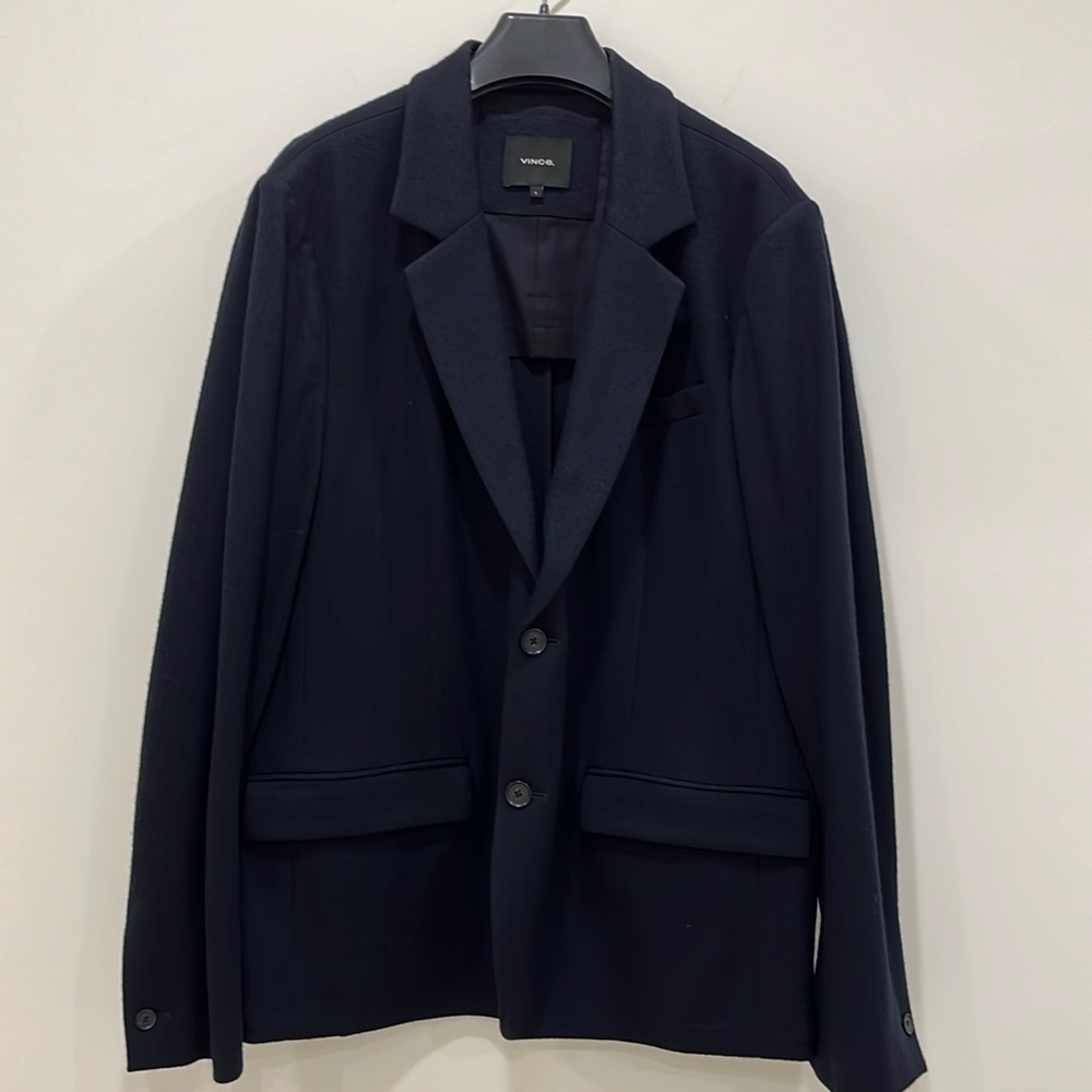 Vince navy wool blend two button blazer